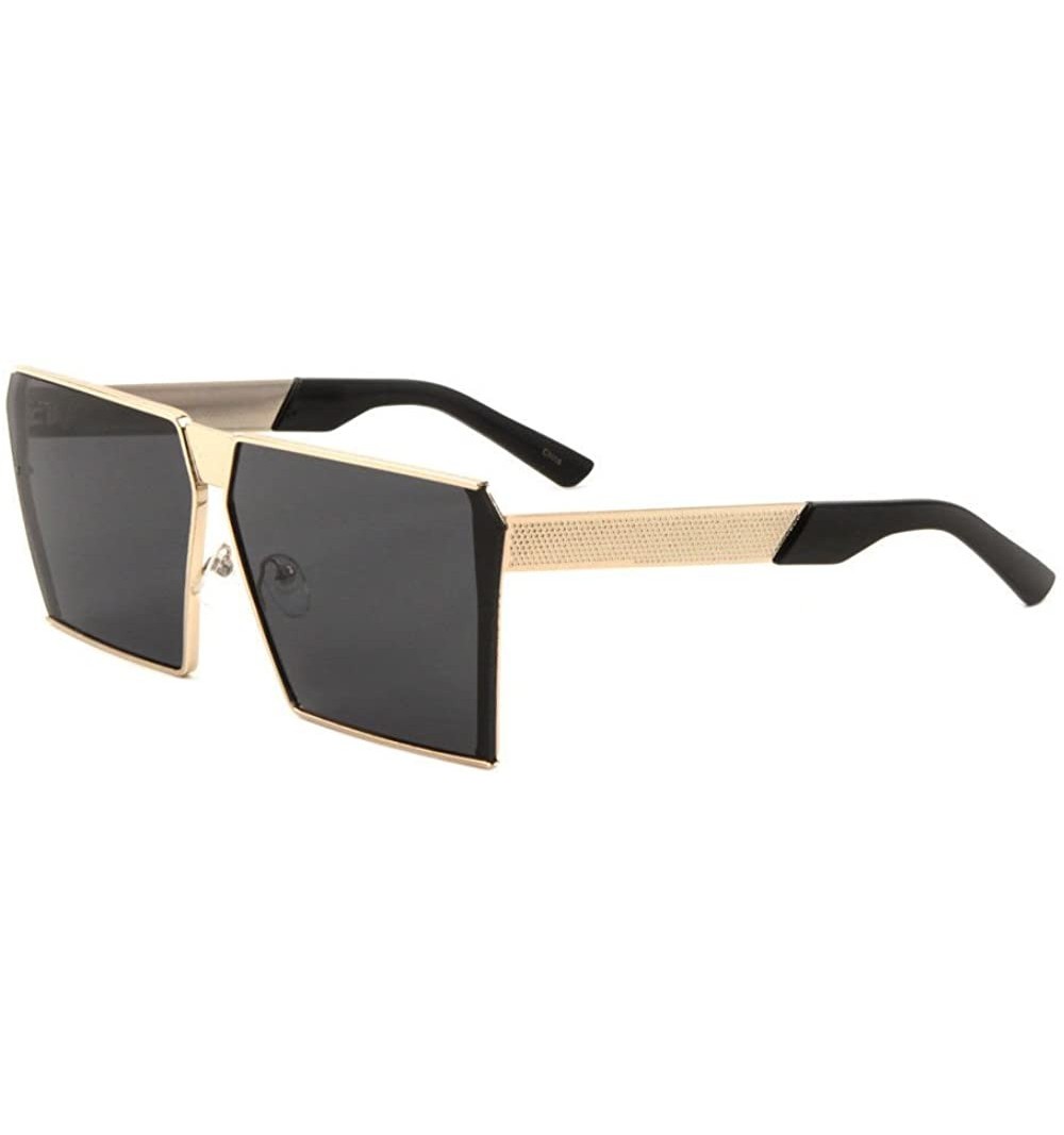 Oversized XXL Large Flat Top Oversized Square Shield Sunglasses - Gold Frame - CO187RUEQXD $14.16