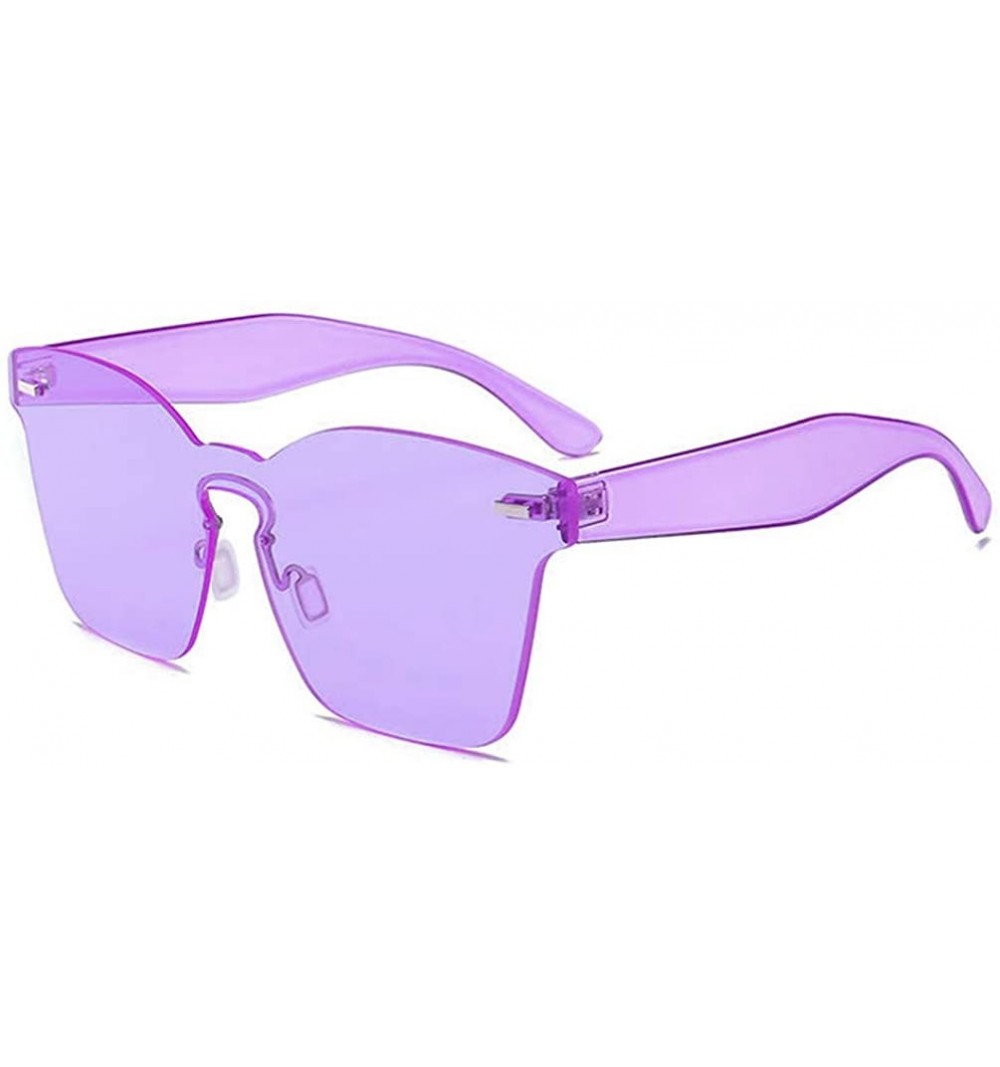 Rectangular Rimless Square Sunglasses Women Oversized Shades Sun Glasses Eyewear Female Girls Pink Sunglass Glasses - 1 - CG1...