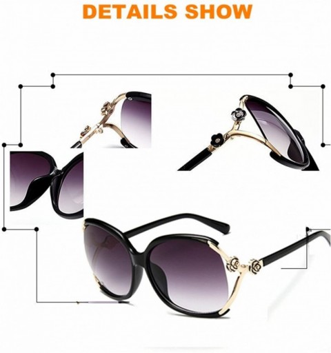 Oversized Sunglasses Women UV Protection Fashion Rimmed Metal Outdoor Travel Summer - Black Front Beige Back - C818G3H6EKC $9.20