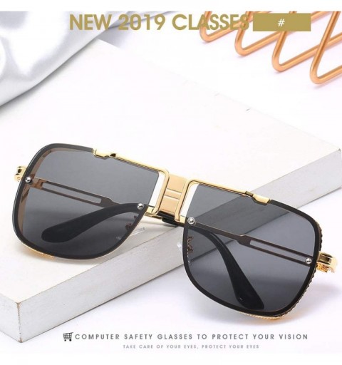 Square Retro Pilot metal square sunglasses for men woman Flight mechanical sunglasses UV400 Protection - 4 - CP19242UWDN $15.23