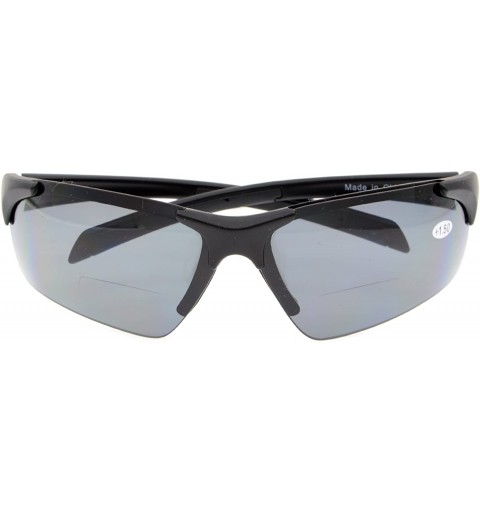 Sport Bifocal Sunglasses with Wrap-Around Sport Design Half Frame for Men and Women - Matte Black - CS18C3L9DL3 $19.33