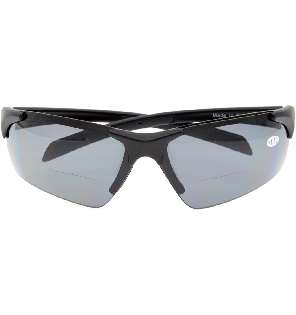 Sport Bifocal Sunglasses with Wrap-Around Sport Design Half Frame for Men and Women - Matte Black - CS18C3L9DL3 $42.42
