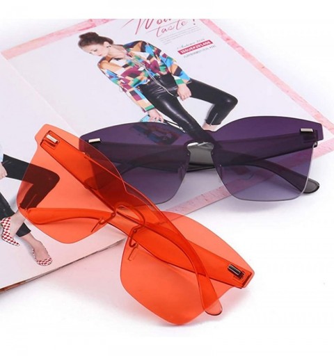 Rectangular Rimless Square Sunglasses Women Oversized Shades Sun Glasses Eyewear Female Girls Pink Sunglass Glasses - 1 - CG1...