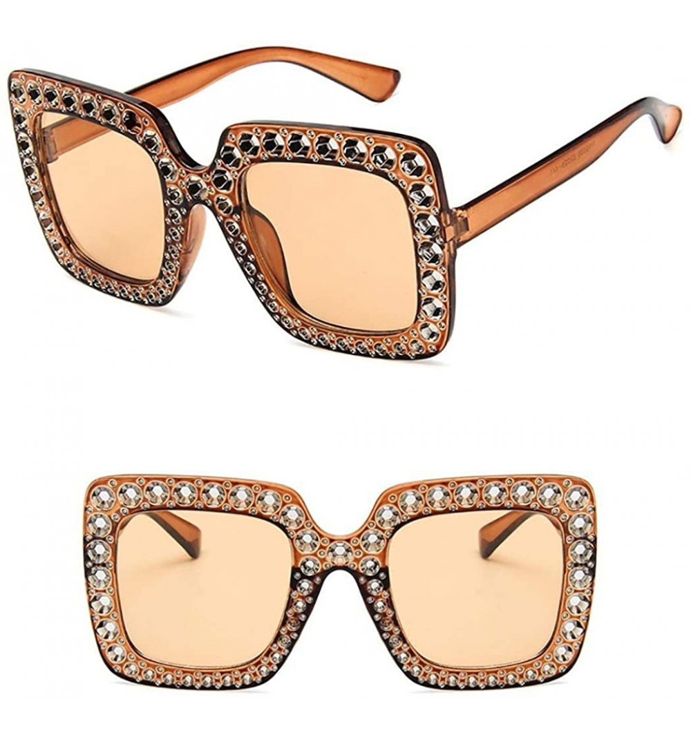 Square 1pcs Women Fashion Square Frame Rhinestone Decor Sunglasses Sunglasses - CW1906S2XY4 $19.16