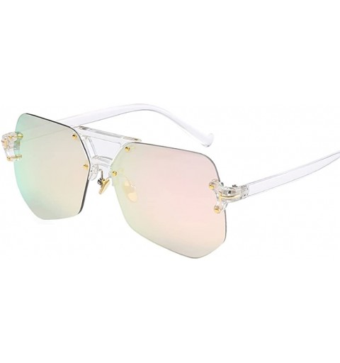 Rimless Large Rimless Sunglasses Clear Lens Glass Sunglasses for Men Women - 8 - C918EOYZQ3E $12.24