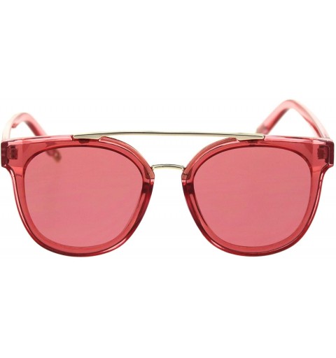 Rectangular Trendy Retro Panel Lens Horn Rim Hipster Sunglasses - Gold Red - CB18RX4ZQ8Z $11.45