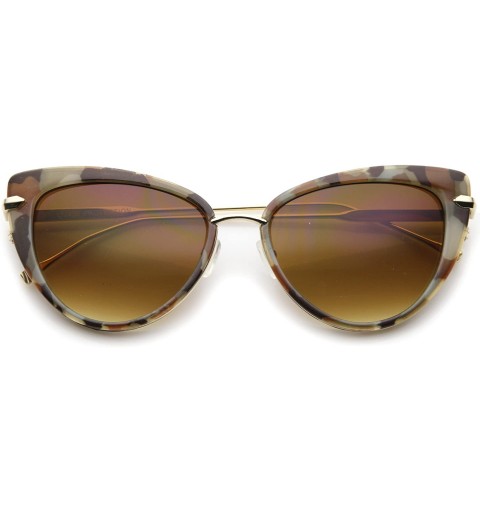 Oversized Women's Glam High Fashion Ultra Thin Metal Temple Cat Eye Sunglasses 55mm - Block-tortoise / Amber - C112I21RDEB $1...