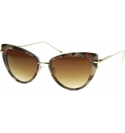 Oversized Women's Glam High Fashion Ultra Thin Metal Temple Cat Eye Sunglasses 55mm - Block-tortoise / Amber - C112I21RDEB $1...
