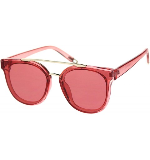 Rectangular Trendy Retro Panel Lens Horn Rim Hipster Sunglasses - Gold Red - CB18RX4ZQ8Z $11.45