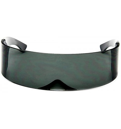 Wrap Futuristic Cyclops Alien Shield Sunglasses Monoblock - Alien Black - CN18XTYQM0U $12.92