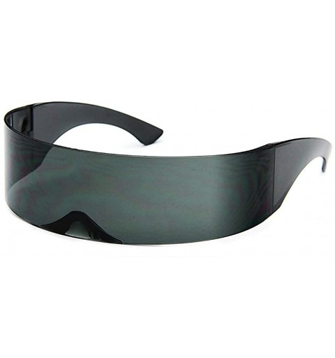 Wrap Futuristic Cyclops Alien Shield Sunglasses Monoblock - Alien Black - CN18XTYQM0U $12.92