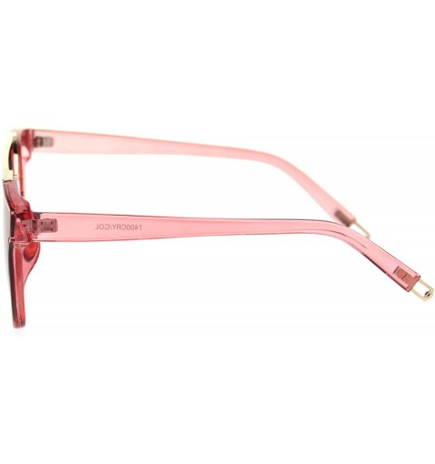 Rectangular Trendy Retro Panel Lens Horn Rim Hipster Sunglasses - Gold Red - CB18RX4ZQ8Z $11.45