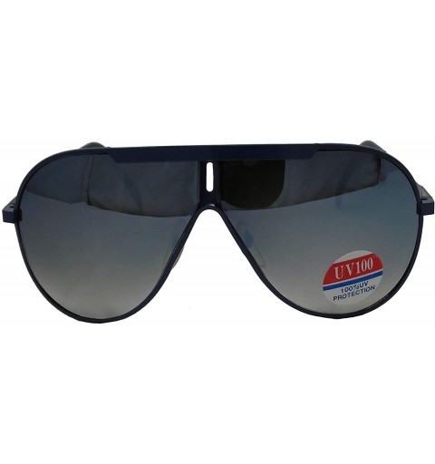 Square Vintage Aviator Style Men's and Women's Metal Frame Sunglasses- 70's and 80's Era - Blue - C618YG6UZMY $16.49