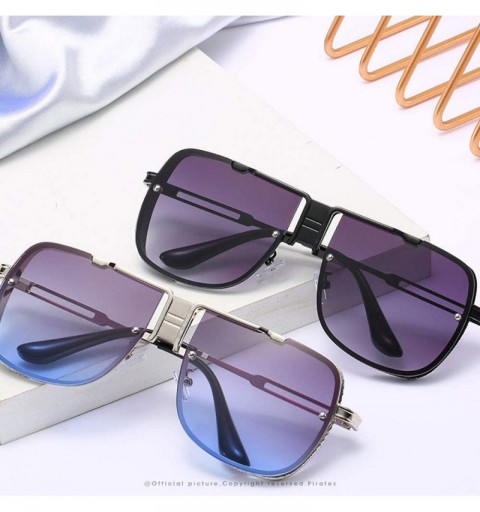 Square Retro Pilot metal square sunglasses for men woman Flight mechanical sunglasses UV400 Protection - 4 - CP19242UWDN $15.23