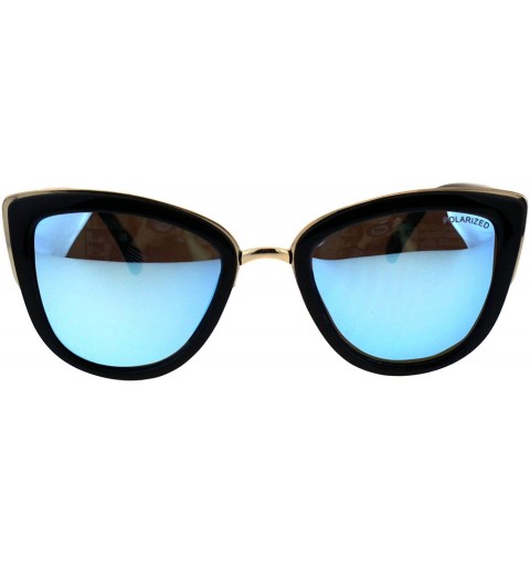 Butterfly Polarized Lens Sunglasses Womens Fashion Butterfly Double Frame - Black Gold (Blue Mirror) - C918GDTUZRS $15.35