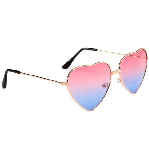 Aviator Women's Heart Shaped Colored Lens Sunglasses Retro Summer Eyeglasses for Traveling Red Blue - Red Blue - C718H25W4K6 ...