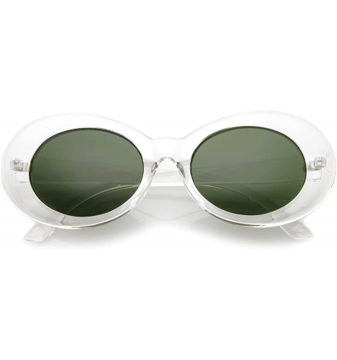 Aviator Clout Goggles Glasses Oval Sunglasses with Retro Bold Mod Thick Framed Round Lens 51mm - Clear / Green - CX17AAYDMWO ...