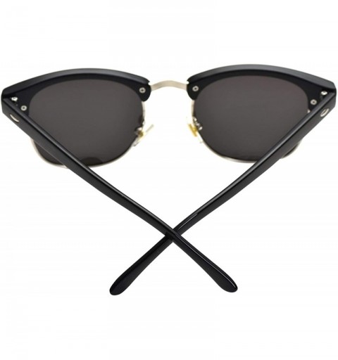 Square Vintage Semi Round Polarized Sunglasses for Men and Women 100% UV Protection Glasses - Sliver Lens - CI18YE9LR4C $12.57