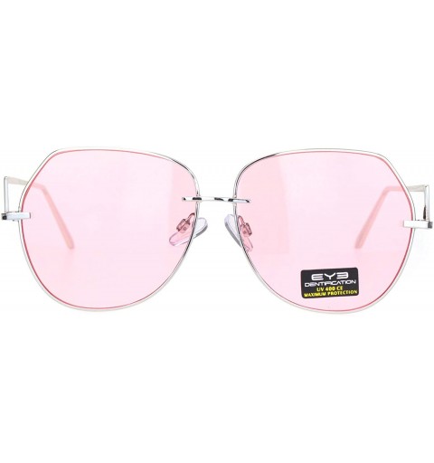 Butterfly Womens Down Temple Swan Arm Metal Rim Butterfly Sunglasses - Silver Pink - CB18O3G8ROE $11.17