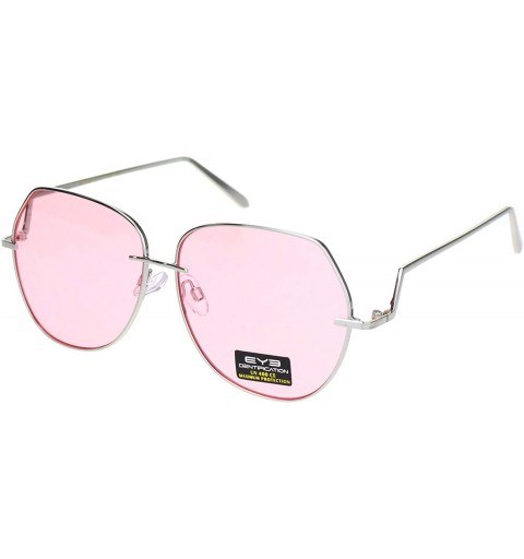 Butterfly Womens Down Temple Swan Arm Metal Rim Butterfly Sunglasses - Silver Pink - CB18O3G8ROE $11.17