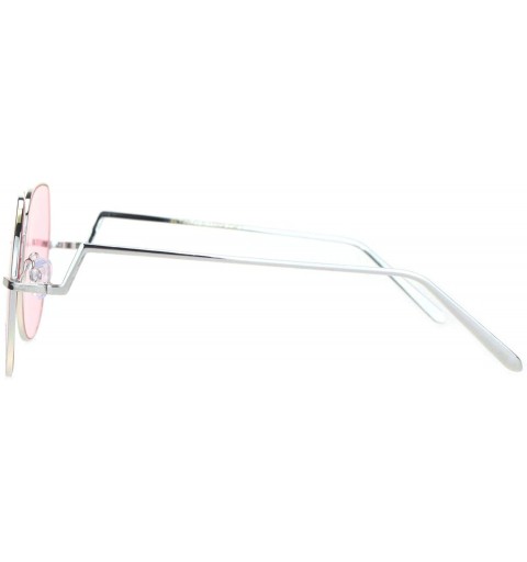 Butterfly Womens Down Temple Swan Arm Metal Rim Butterfly Sunglasses - Silver Pink - CB18O3G8ROE $11.17