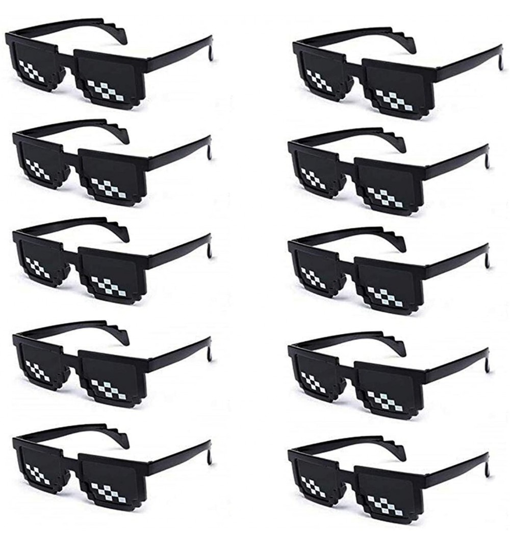 Butterfly 10 Pairs Mosaic Party Sunglasses Vintage Eyewear Adult Kids Party Supplies - Square Mosaic - CP192UT2AX9 $14.35