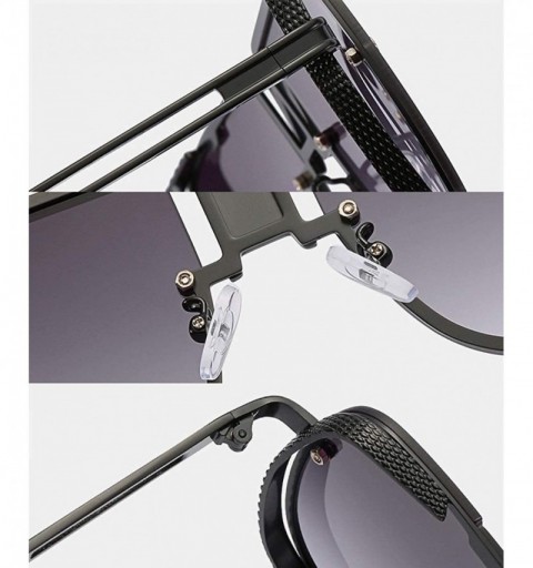 Square Retro Pilot metal square sunglasses for men woman Flight mechanical sunglasses UV400 Protection - 4 - CP19242UWDN $15.23