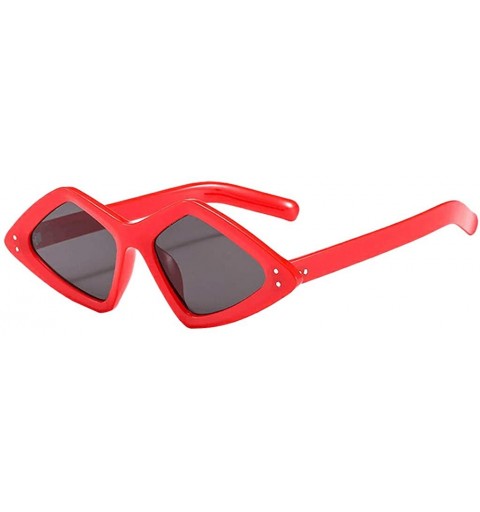 Oversized Unisex Lightweight Irregular Fashion Sunglasses - Mirrored Polarized Lens 2019 Fashion - Red - CM18TL003W0 $17.02