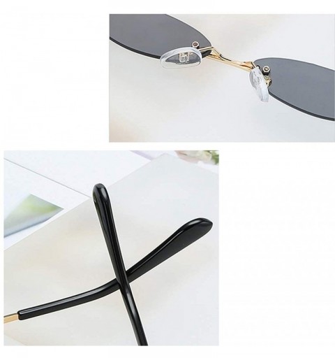 Rimless Vintage Small Sunglasses Women Rimless Mirror Lens Cat Eye Sun Glasses for Ladies Party - Gold With Black - C618AIAH6...