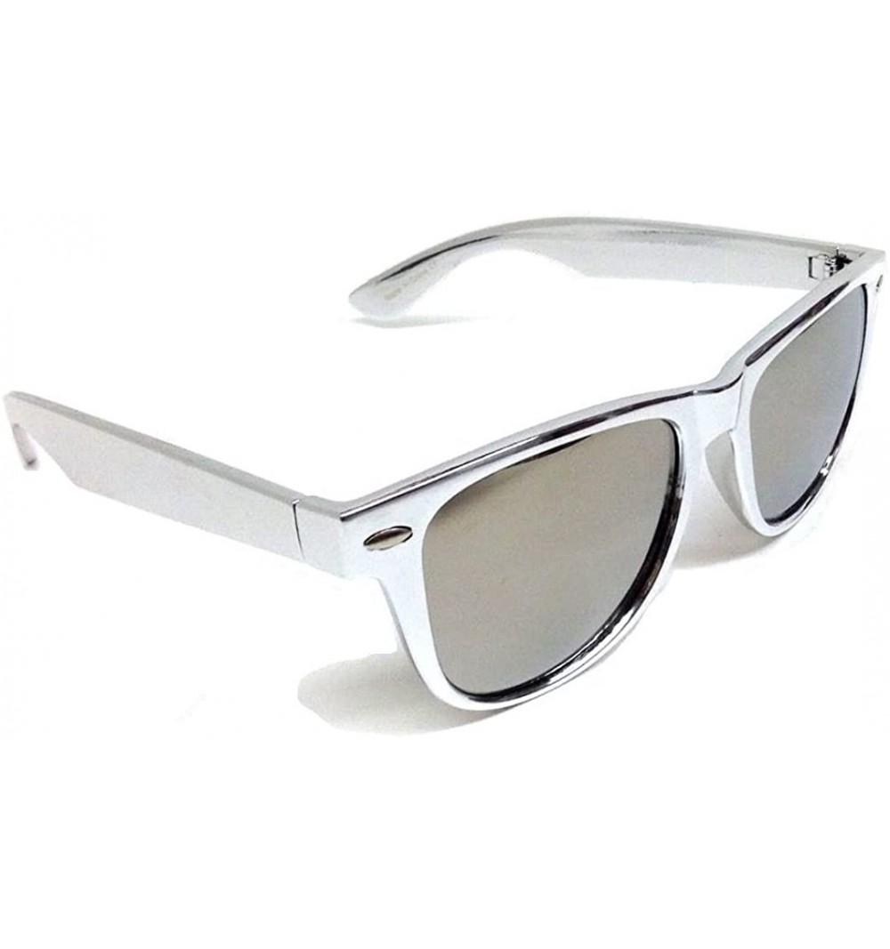 Wayfarer Silver Metallic Sunglasses Mirror Lenses - CB11XQ67PBJ $9.53