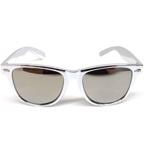 Wayfarer Silver Metallic Sunglasses Mirror Lenses - CB11XQ67PBJ $9.53