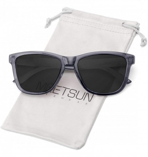 Square Polarized Sunglasses for Women Men Classic Retro Designer Style - Transparent Gray Frame/ Gray Lens - CO192R3Z8S8 $20.30