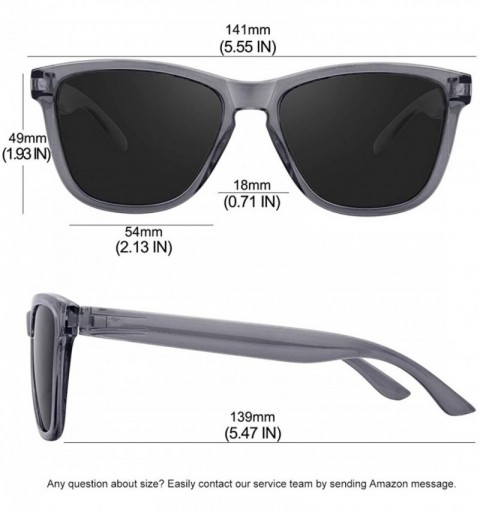 Square Polarized Sunglasses for Women Men Classic Retro Designer Style - Transparent Gray Frame/ Gray Lens - CO192R3Z8S8 $8.22