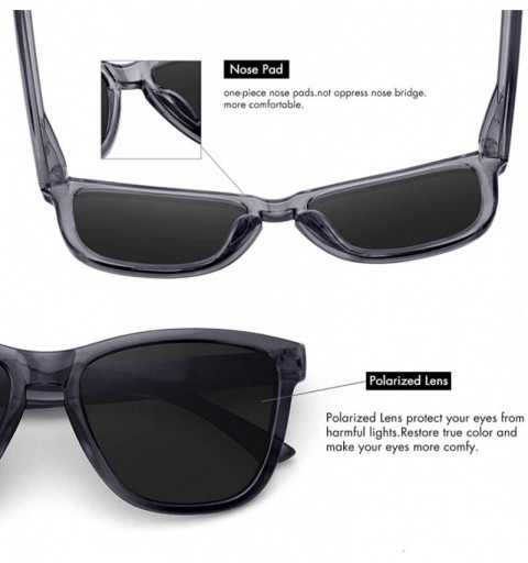 Square Polarized Sunglasses for Women Men Classic Retro Designer Style - Transparent Gray Frame/ Gray Lens - CO192R3Z8S8 $8.22
