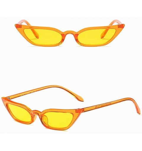 Cat Eye Vintage Narrow Sun Glasses For Women Men Lightweight Sunglasses - Yellow - CV1986Z869U $7.89