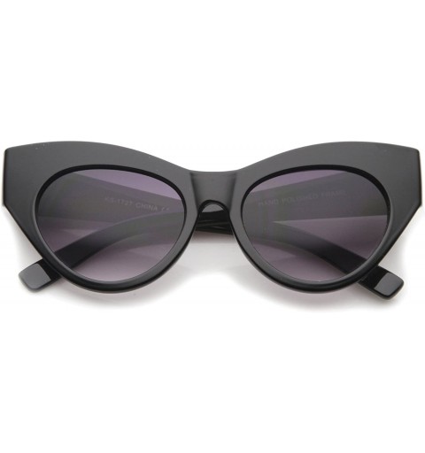 Cat Eye Womens High Fashion Chunky Frame Oversize Bold Cat Eye Sunglasses 57mm - Shiny Black / Lavender - CD12I21RRAF $9.98