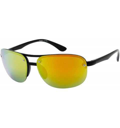 Oval Model 199 Designer Fashion Retro Flash Reflective Lens Sunglasses - Yellow - CZ18U67TCKT $20.32