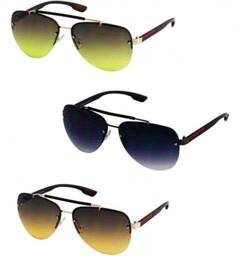 Oversized Oceanic Rimless Fashion Celebrity Aviator Retro Sunglasses Gradient Lens Metal Frame - CY18T4RIEII $25.17