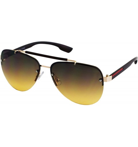 Oversized Oceanic Rimless Fashion Celebrity Aviator Retro Sunglasses Gradient Lens Metal Frame - CY18T4RIEII $25.17