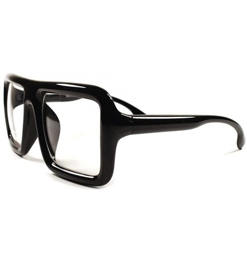 Oversized Oversized Thick Retro Frame Hip Hop Rapper DJ Square Clear Lens Glasses - Black - CU199EQR0U4 $11.07