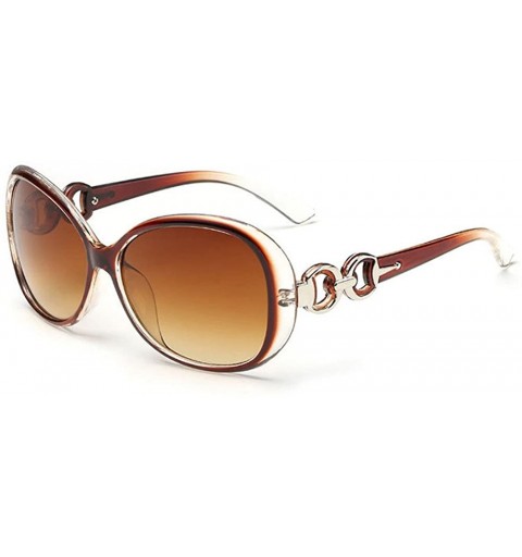 Oval Women's Sunglasses Polarized Sunglasses Vintage Big Frame Sun Glasses Ladies Double Ring Decoration Frames - F - CN195IG...