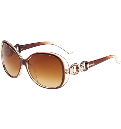 Oval Women's Sunglasses Polarized Sunglasses Vintage Big Frame Sun Glasses Ladies Double Ring Decoration Frames - F - CN195IG...