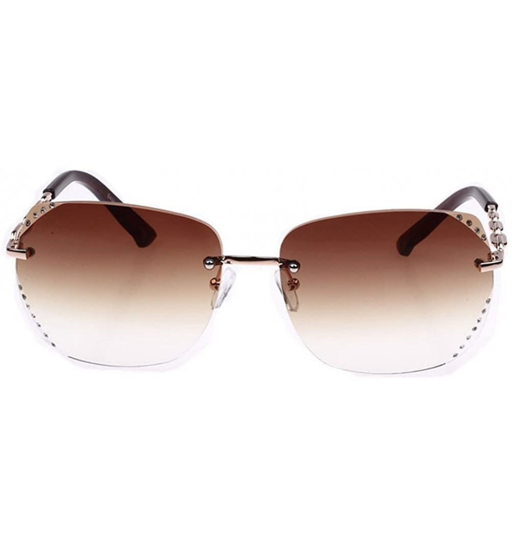 Square Diamond Lens Designed Frame Womens Sunglasses Lens 55 mm - Gold/Brown - CR1228LA0NB $14.94