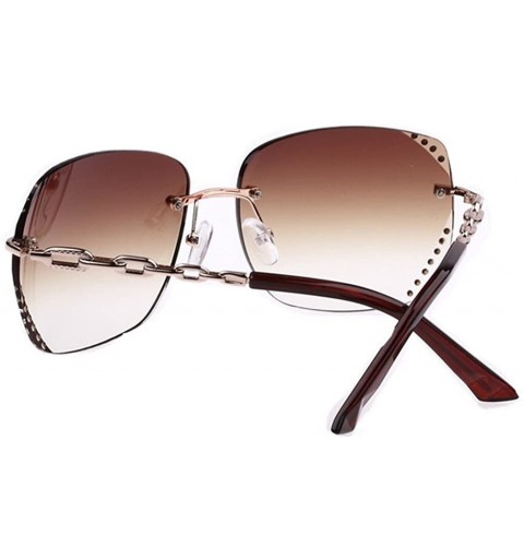 Square Diamond Lens Designed Frame Womens Sunglasses Lens 55 mm - Gold/Brown - CR1228LA0NB $14.94