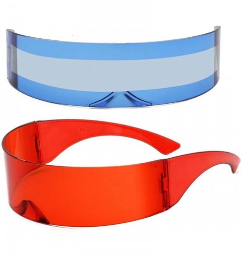 Shield 2 Pack Futuristic Cyclops Monoblock Shield Mirrored Sunglasses Sunglass Glasses - 2 Pack - C918Z70HWTA $38.75