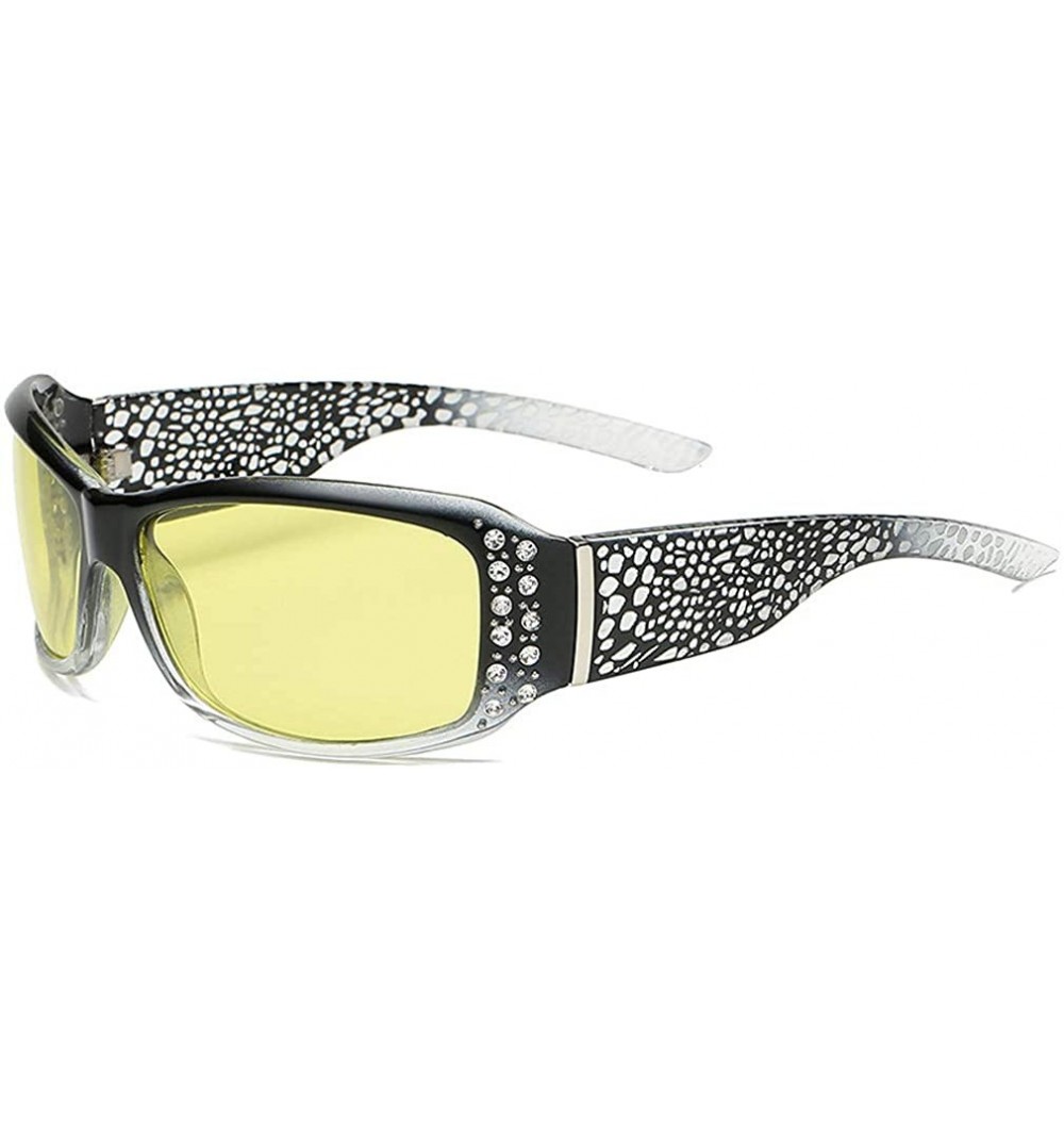 Goggle Photochromic+ HD Polarized + Night Vision Rhinestone Rectangular Safety Sunglasses Glasses For Women - Gray - C118UU0L...