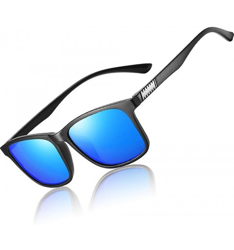 Rectangular Polarized 80's Retro Classic Trendy Stylish Ray Sunglasses for Men Women - Dark Blue - CD199RZSQR5 $9.42