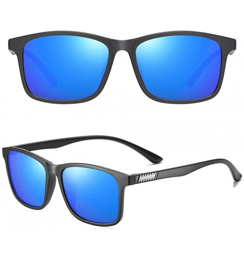Rectangular Polarized 80's Retro Classic Trendy Stylish Ray Sunglasses for Men Women - Dark Blue - CD199RZSQR5 $9.42