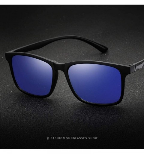 Rectangular Polarized 80's Retro Classic Trendy Stylish Ray Sunglasses for Men Women - Dark Blue - CD199RZSQR5 $9.42
