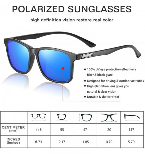 Rectangular Polarized 80's Retro Classic Trendy Stylish Ray Sunglasses for Men Women - Dark Blue - CD199RZSQR5 $9.42